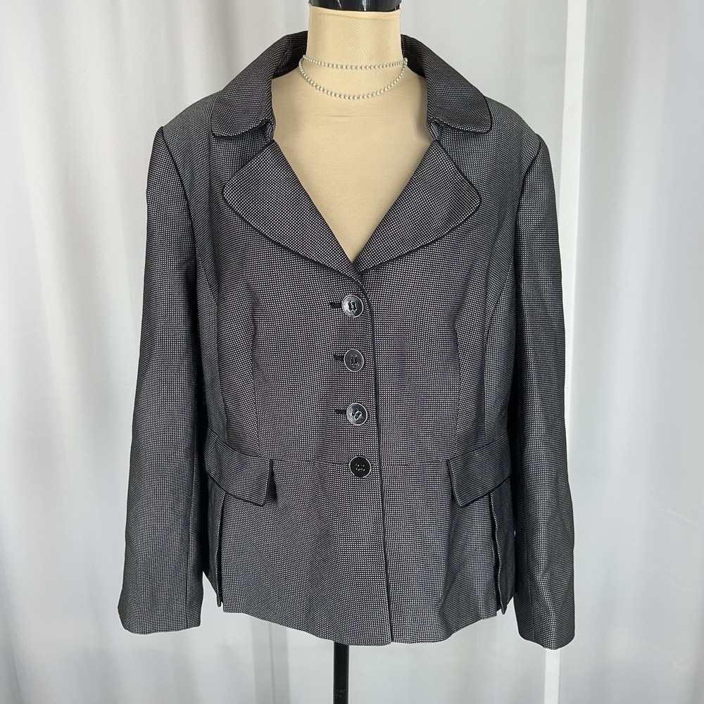 Kasper Woman Jacket Sz 16‎ W Tailored Lined Suit Blazer Notch Collar Detail READ